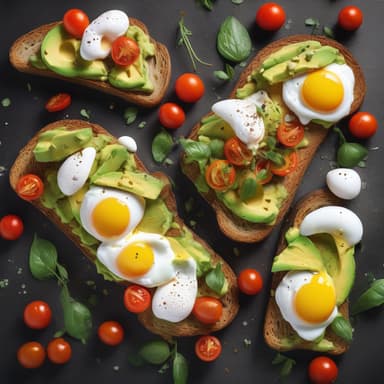 Avocado Toast with Poached Eggs and Cherry Tomatoes