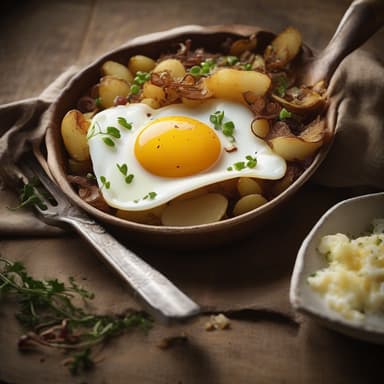 Potato and Egg Hash with Crispy Shallots