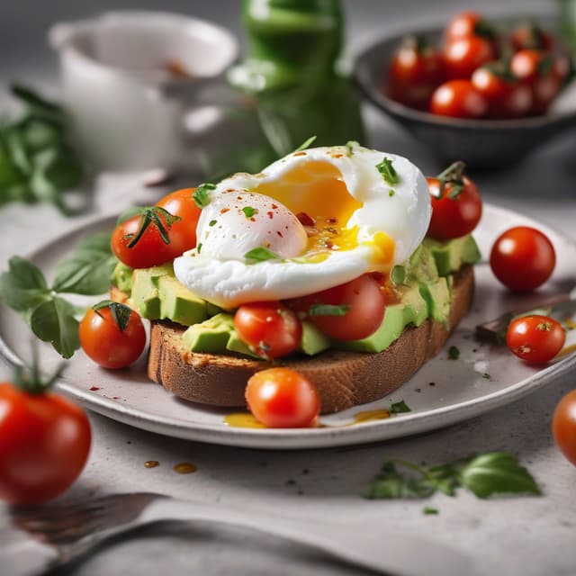 Avocado Toast with Cherry Tomato Relish and Poached Eggs