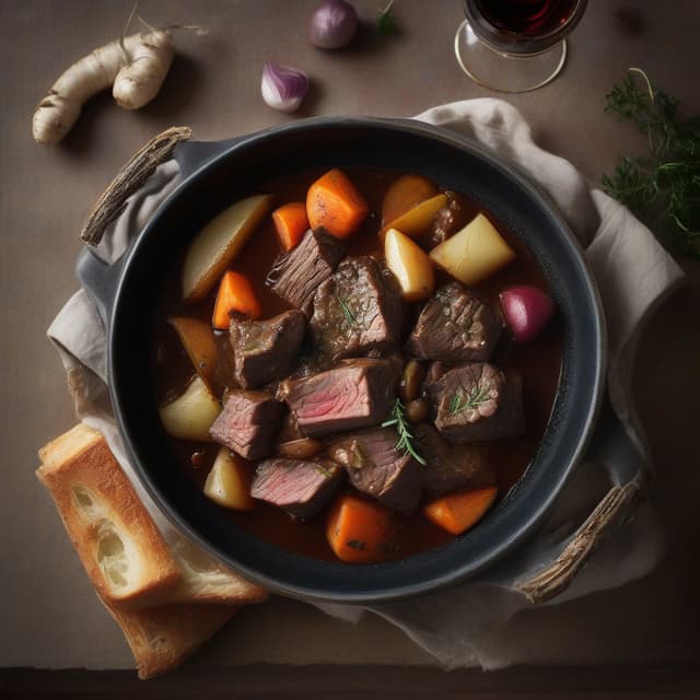 Braised Beef Bourguignon with Root Vegetables