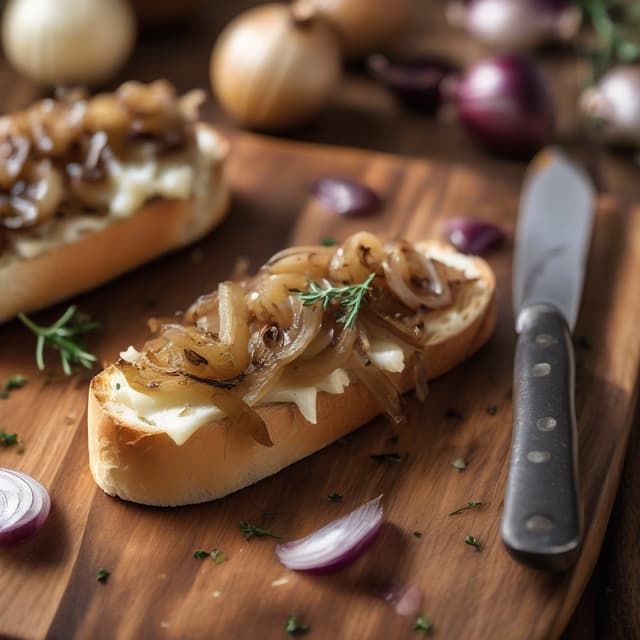 Butter Crostini with Caramelized Onions and Fresh Thyme