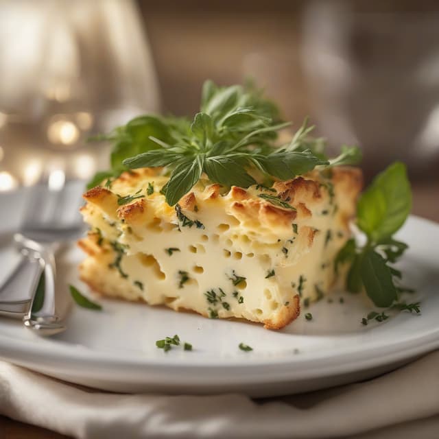 Cheese Strata with Fresh Herb Garnish