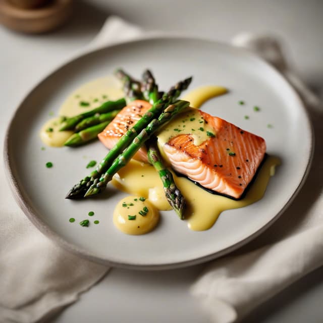 Pan-Seared Salmon with Asparagus Beurre Blanc and Citrus Butter